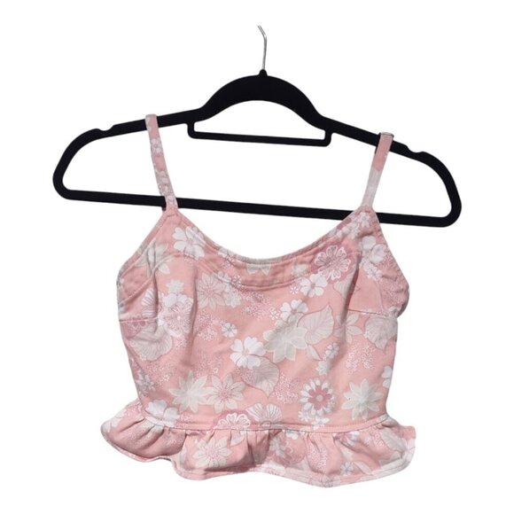 Altar'd State Pink Cotton Crop Top with floral print Size XS - Picture 1 of 7
